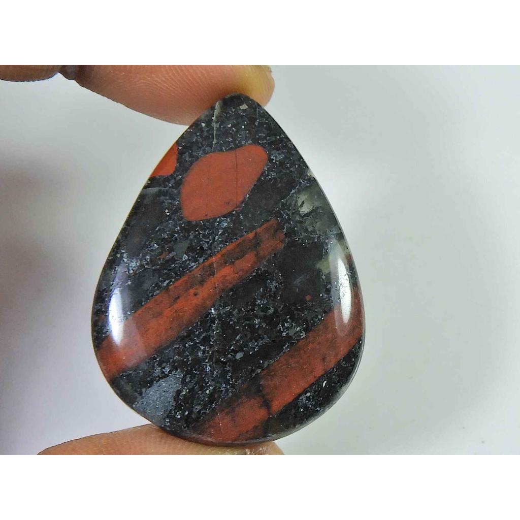 Natural Bloodstone Palm Crytsal 48Cts. Pear Cabochon Loose Gemstone 30X40MM SK-2652