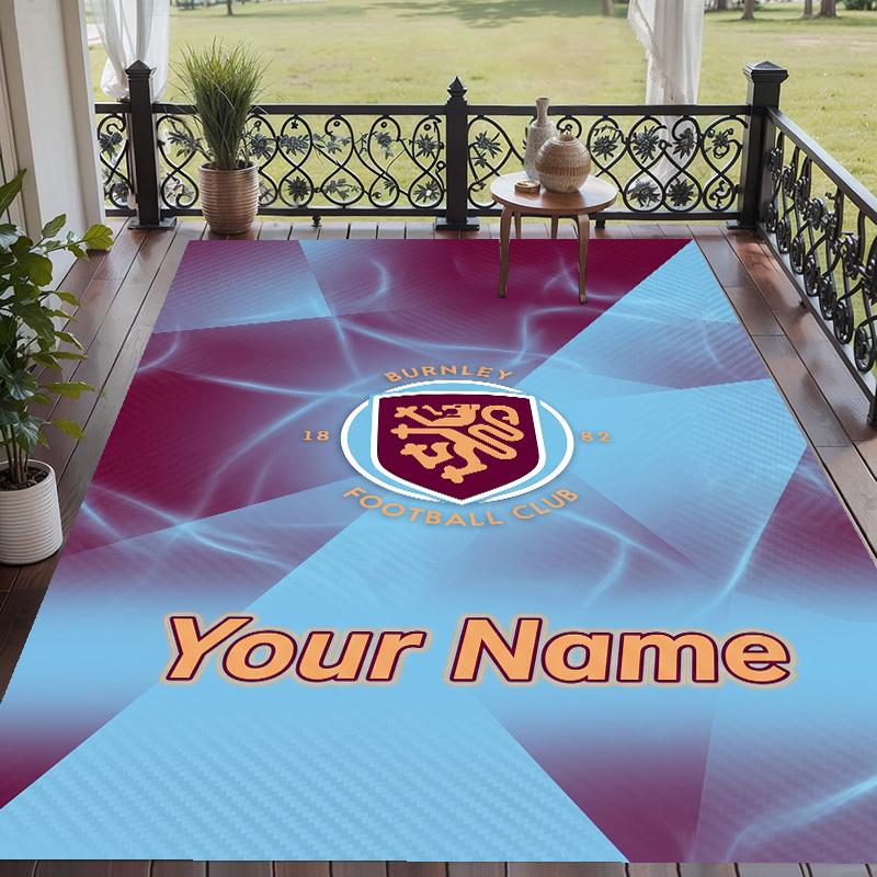 Custom Text Printed Rug Burnley Football Non Slip Floor Carpet For Home Room Decor