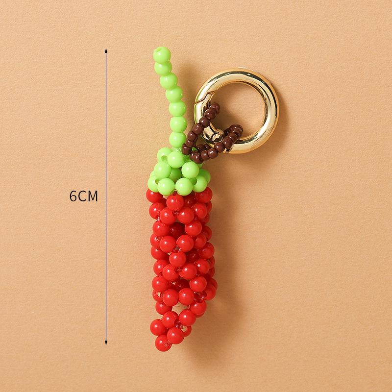 

Acrylic Beaded Fruit & Vegetable Keychain Pendant - Apple/Watermelon Style Gift