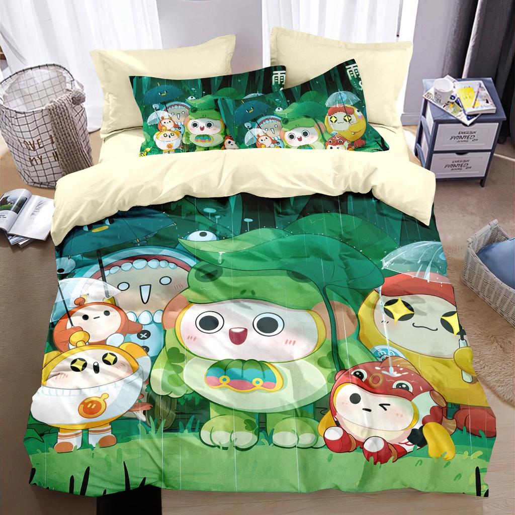 Spiel Eggy Party Bettwäsche-Set Cartoon Eggy 3D-Druck Bettbezug, Spiel-Thema Kinderzimmer Dekorations-Set