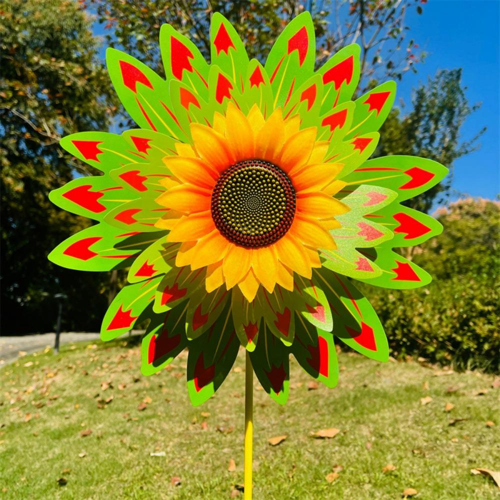 Mehrere Stile Drehende Sonnenblume PVC-Stab Stehende Rasenblume Windrad Outdoor Party Picknick Dekoration