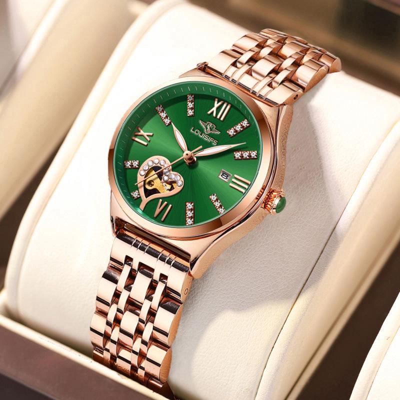 Louis Vanson Women's Luminous Diamond-Set Waterproof Calendar Watch – Popular Style