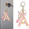 Fashionable Crystal Letter Keychain Sparkling Butterfly Tassels Charm Keyring Ornament for Women Girls Accessories