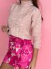 Fashionable Warm Women' Sweater, Short Crop, Turtleneck, Blue Braids,