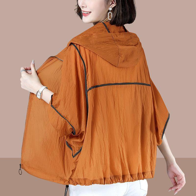 

Летняя тонкая одежда с капюшоном для защиты от солнца, женская одежда, свободные топы с длинными рукавами и дышащие, большого размера, одежда для защиты от солнца XXXXL