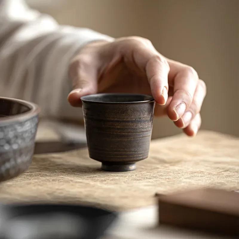 Forgylt glasert tekopp håndlaget eggeskallporselen mesterkopp telaging kung fu tekopper keramisk japansk kung fu teservise