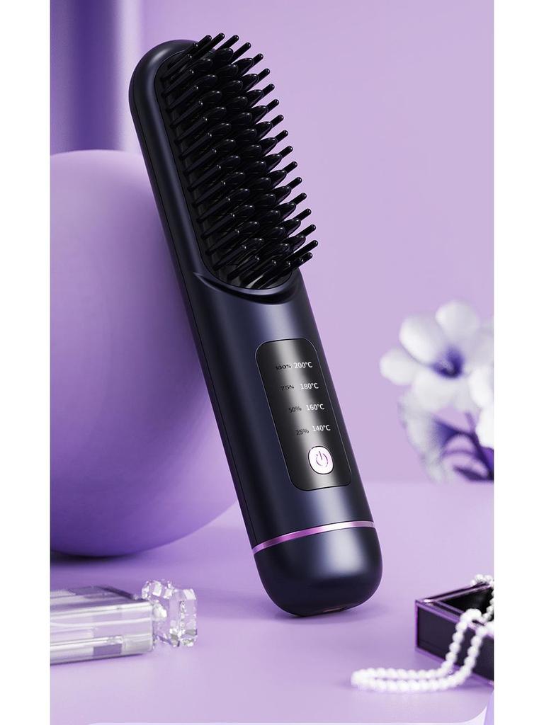 Tragbarer kabelloser Glättkamm mit Verbrühungsschutz und negativen Ionen zur Haarpflege