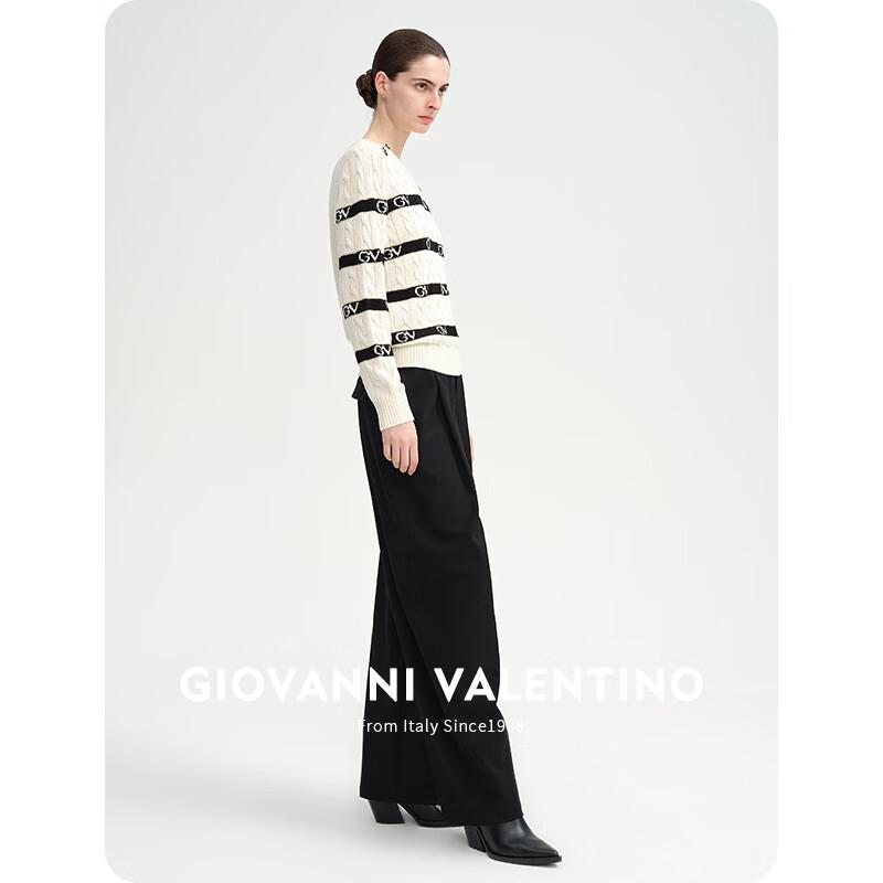 GIOVANNI VALENTINO Women's Striped Round Neck Knit Sweater