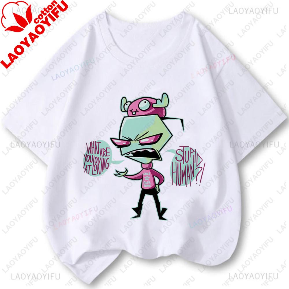 Invader Zim Grafik T-Shirts Unisex Unisex Cartoon TV Vintage Beliebtes Shirt Mode Kawaii Niedlich Kreativität Kurzarm-T-Shirts