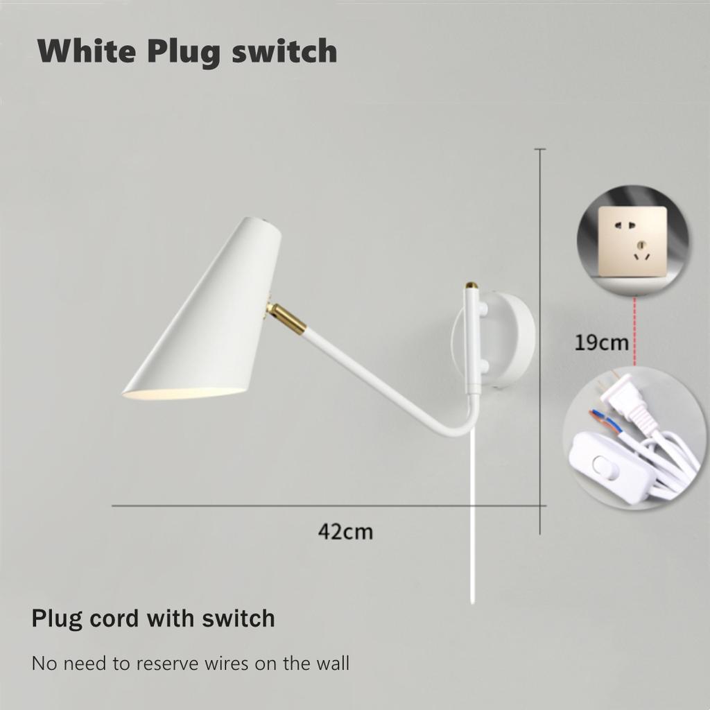 Industrial Folding LED Wall Lamp With Switch Vintage Adjustable Swing Long Arm E27 Bedside Decor Lighting Sconce Reading Lights