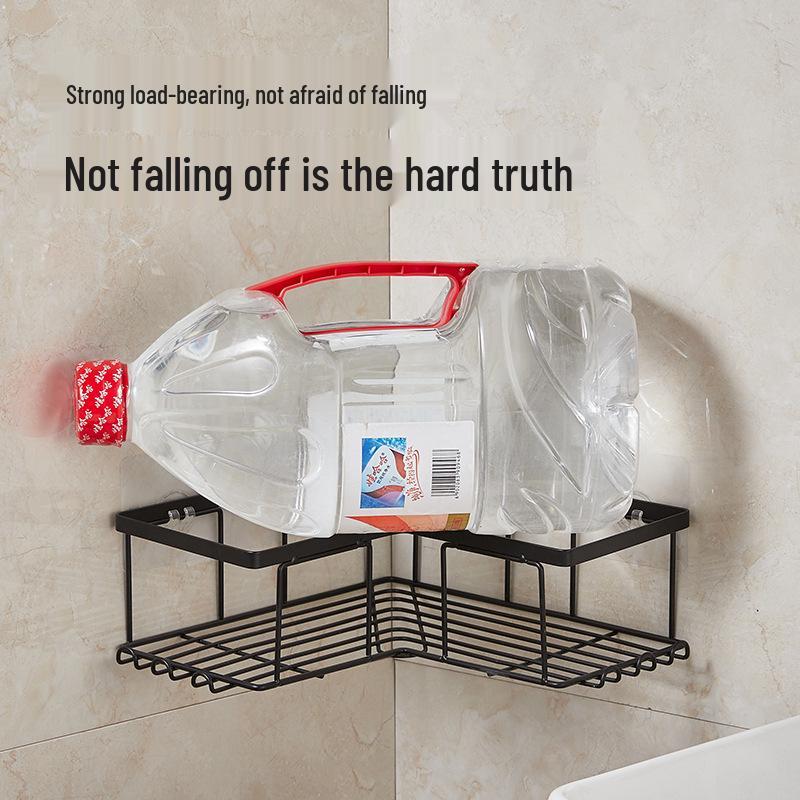 Punch-Free Wrought Iron Triangle Corner Bathroom Shelf