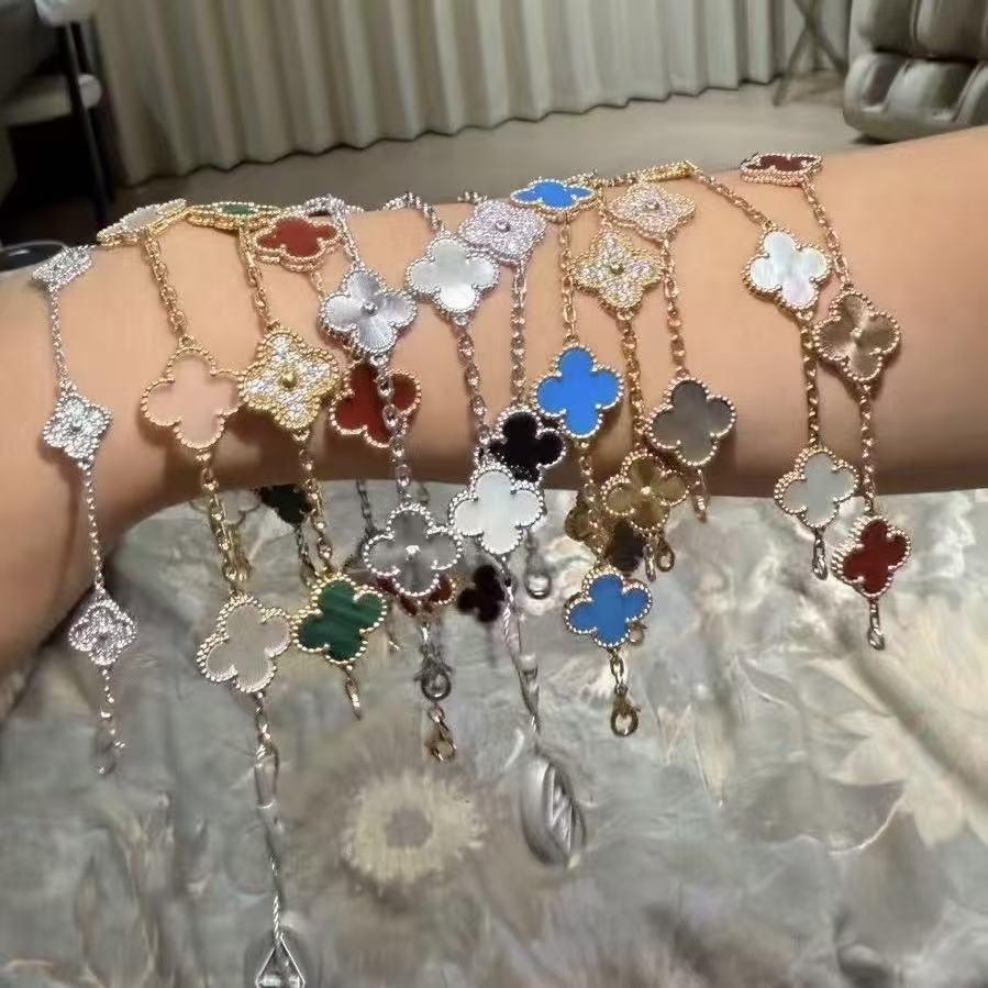 Women's Four-leaf Clover Bracelet Zircon Flower Bracelet Fashionable Exquisite Bracelet Temperament High-end Hand Jewelry