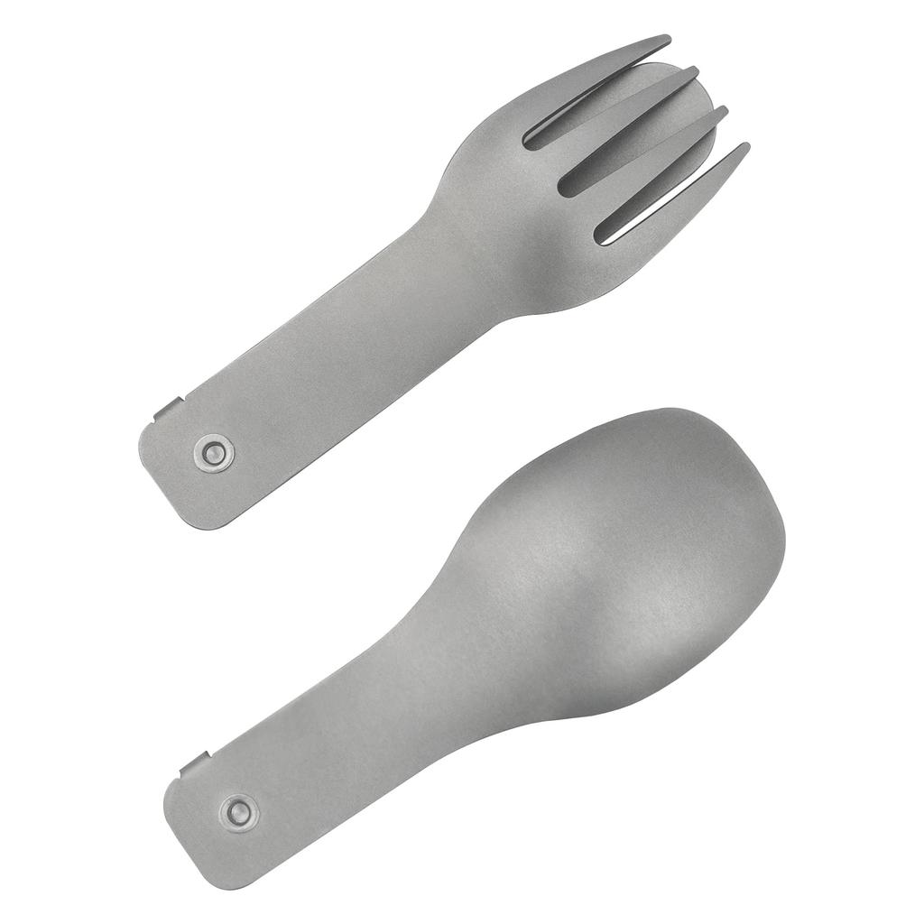WINNERWELL Titanium Folding Fork & Spoon Set, Lightweight, for Camping, Outdoor Touring, Backpacking, and Bushcraft [Official Japanese Product]