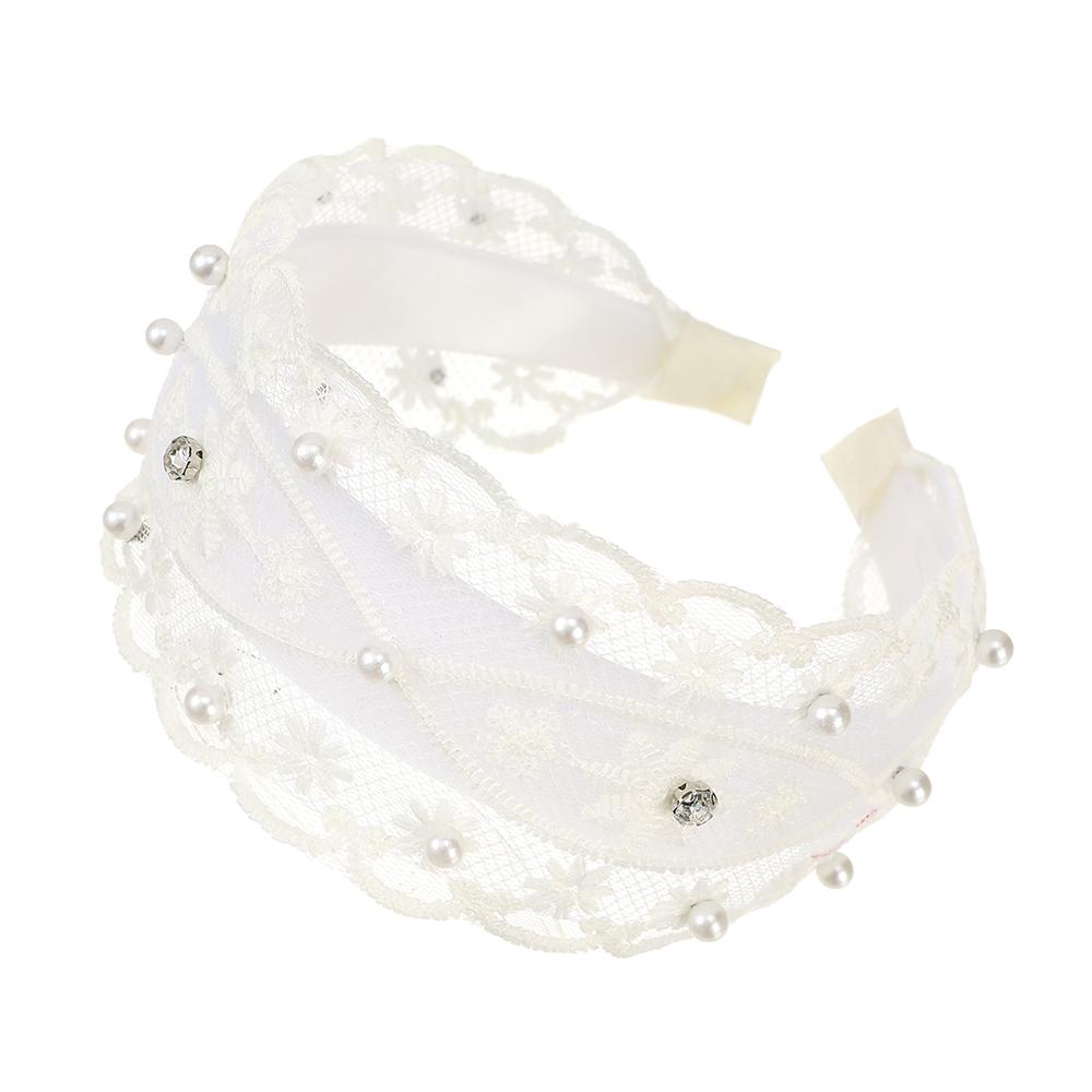 

Белый Широкий Сетчатый Цветок Повязка на Голову Стразы Женские Повязки для Волос Аксессуары для Волос Повязки на Голову