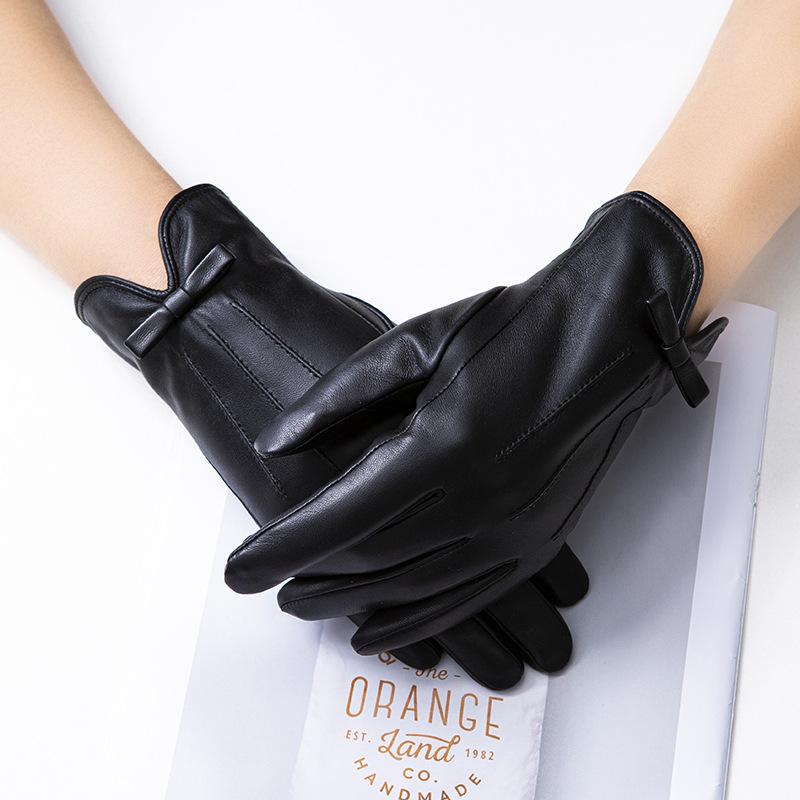 Dicke und warme Echtlederhandschuhe Damen-Schaflederhandschuhe Herbst- und Winterbekleidungshandschuhe