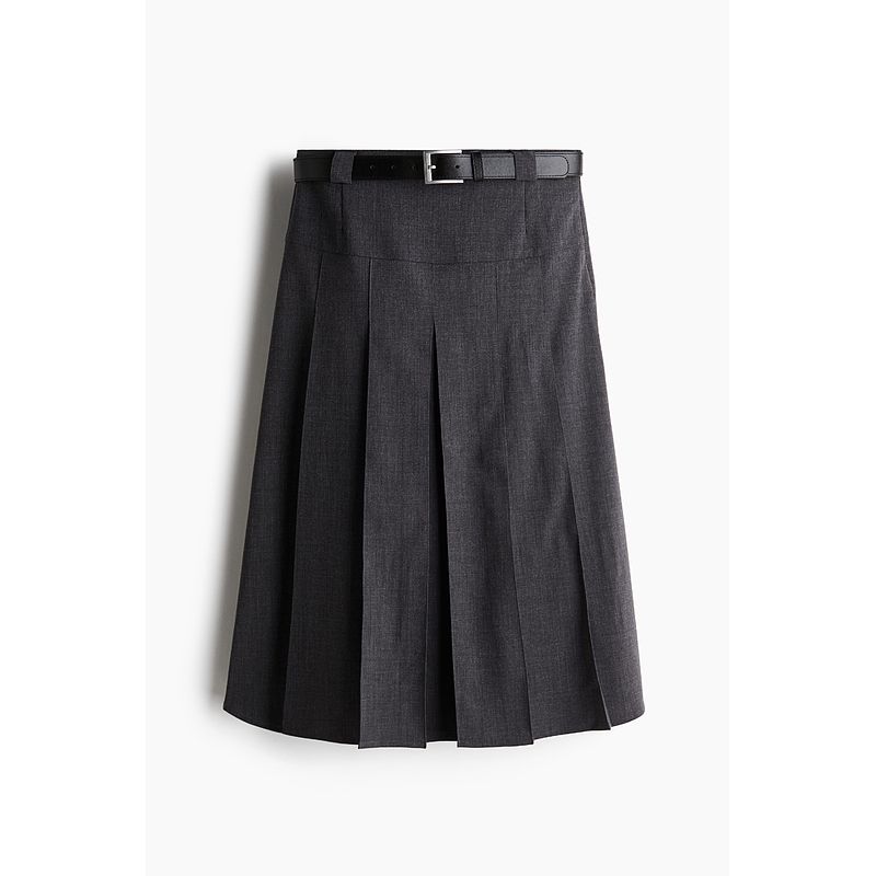 

HM Women s Skirt 2025 Autumn New Arrival Elegant Oruo Wind Pleated with Belt A- line Pleated Skirt 1286177