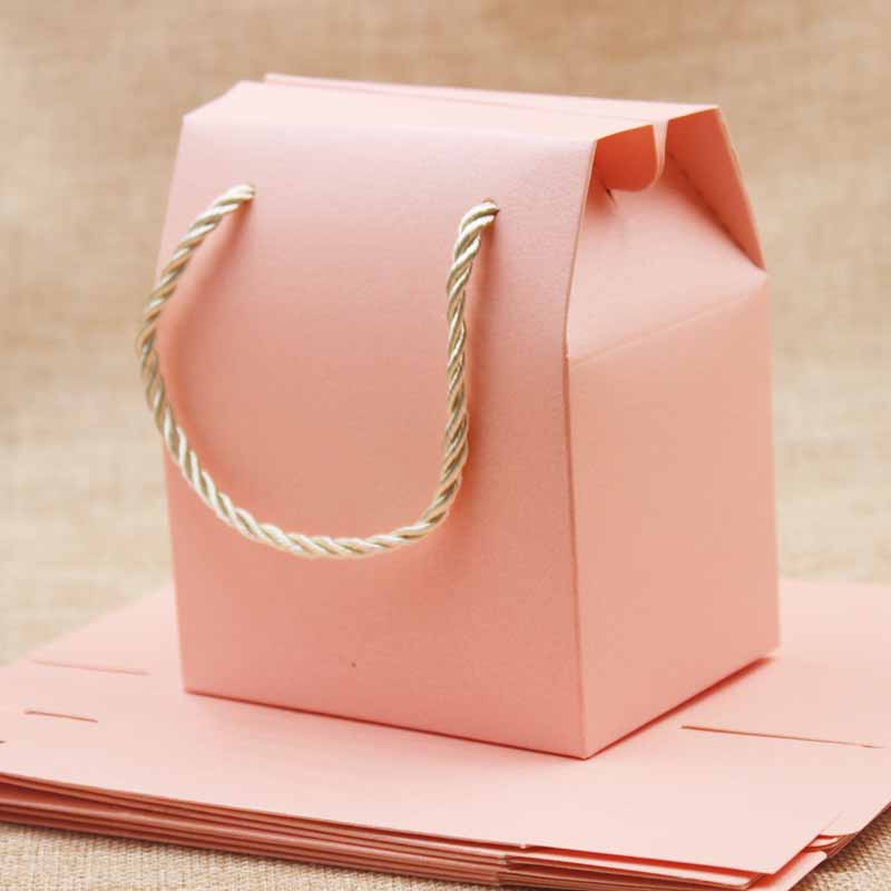 

Многоцветная подарочная коробка с ручкой-шнурком, пустая бумажная, для упаковки свадебных/конфет/чая/орехов/печенья/подарков, коробка с ручкой 8,9*6,7*10,5см 10шт розовый