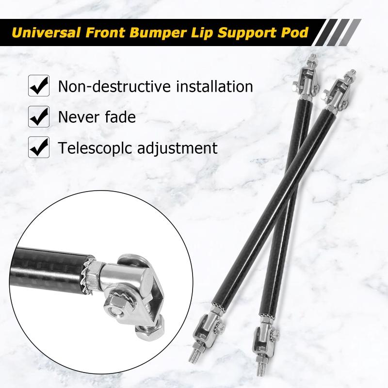 2Pcs 150mm/200mm Universal Car Front Bumper Lip Splitter Spoiler Rod Support Strut Tie Bar Carbon Fiber Auto Support Rod