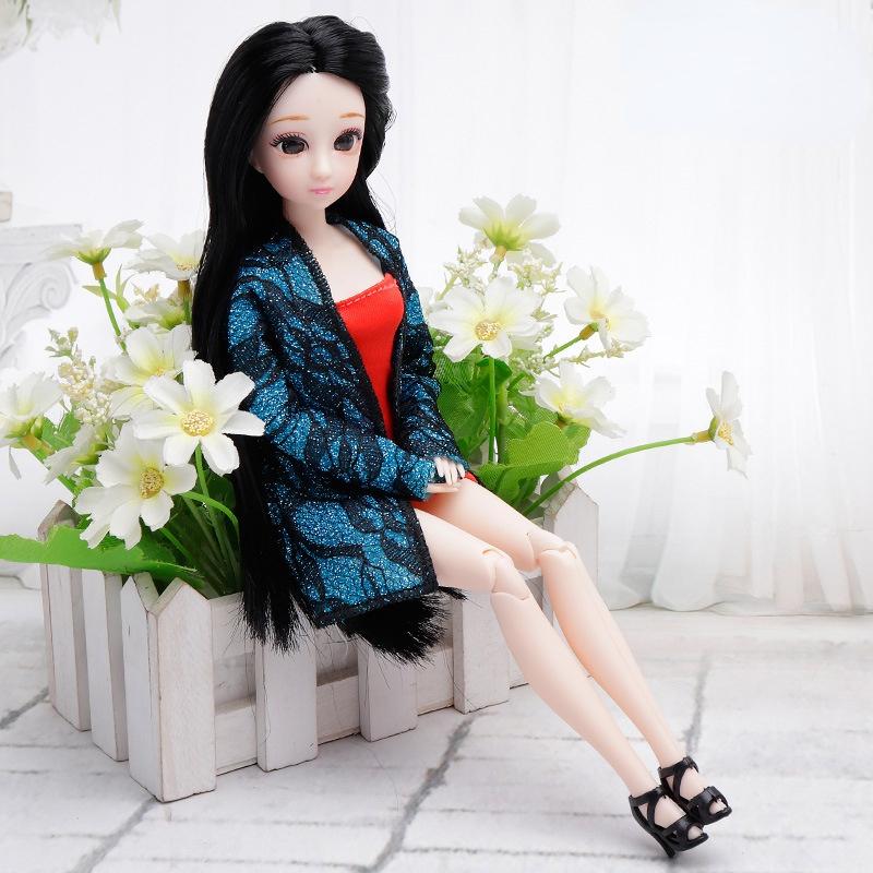 30CM Mini Bewegliche 20 Gelenk Puppe Mädchen Spielzeug 3D Große Augen BJD Prinzessin Volle Outfits Kleider Sammlung Kinder puppe Geschenk