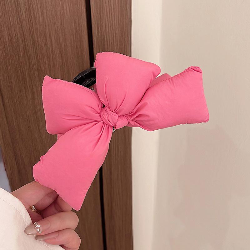 Korean Style 3D Bow Shark Clip for Women - 2025 High-End Full Head Hairpin