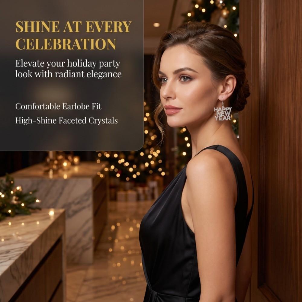 Happy New Year Letter Happy New Year Earrings Elegant Stud Earrings Letter Earrings Travel