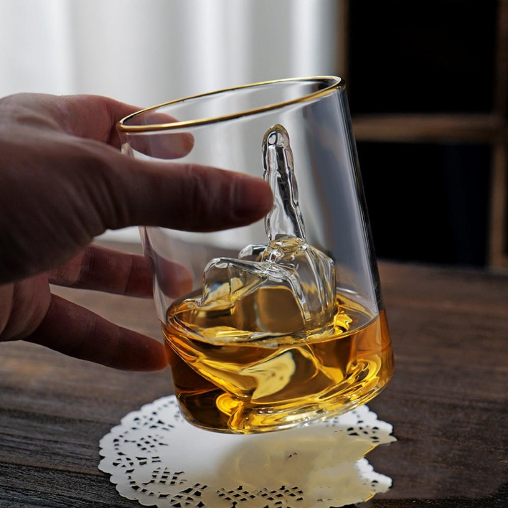 Środkowy Palec Zabawny Kieliszek do Whiskey Premium Na Ciebie Zabawny Kieliszek do Whiskey Likieru Piwa Luksusowy Kieliszek ze Złotym Brzegiem Akcesoria Barowe