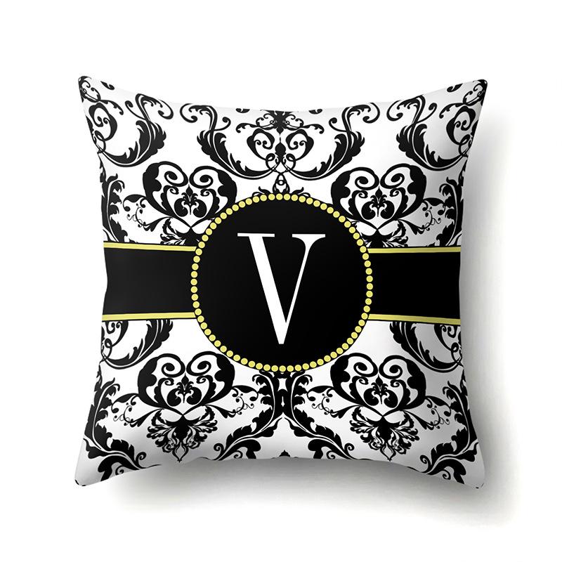 Polyester Pillow Case Home Decoration Geometric Print 26 English Letters Bedside Cushion Cover