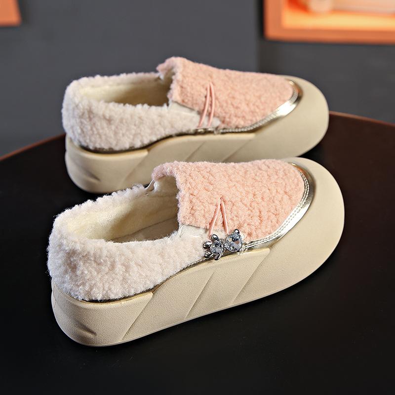 

Повседневные туфли из бисквита на толстой подошве с поднятой подошвой для женщин, новые плюшевые туфли с большим носком для женщин 35