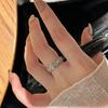 S925 Sterling Silver Rhombus Zircon Lace Ring for Women - Vintage Light Luxury Style