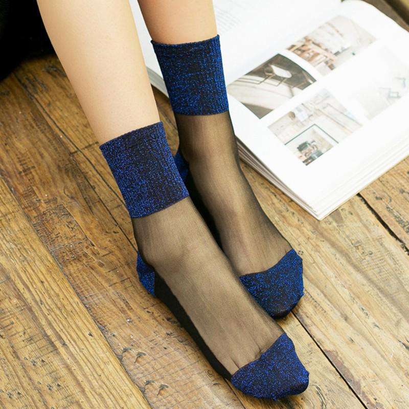 Exquisite Ladies Sexy Lace Fishnet Stockings Transparent Elastic Ankle Glass Socks Mesh Stockings