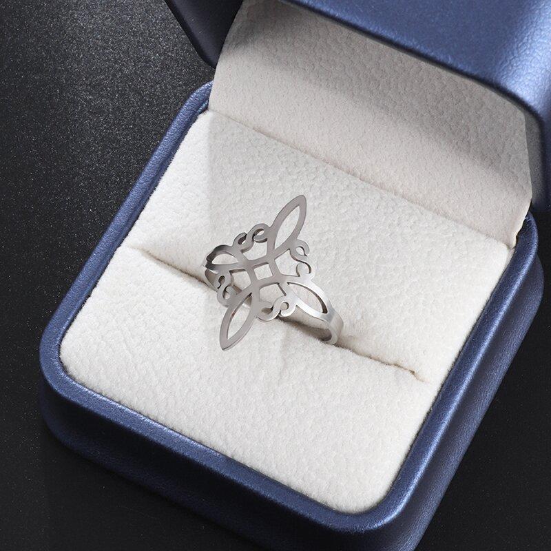 Women Witch Knot Ring Stainless Steel Adjustable Irish Celtic Knot Amulet Jewelry Supernatural Opening Witchcraft