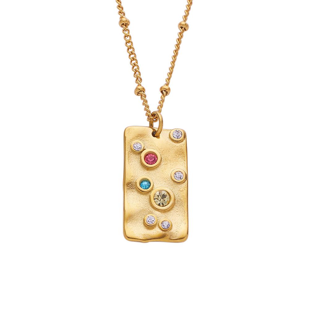 

Цепочка Celasm, минималистичный кулон из титановой стали с цветными бриллиантами золотистый