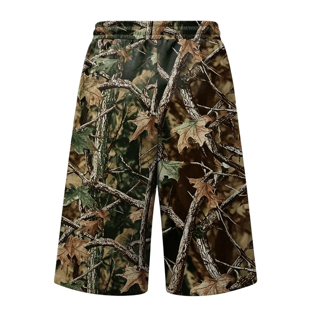 Men's Casual Drawstring Cargo Shorts Plaid Camouflage Pattern for Summer