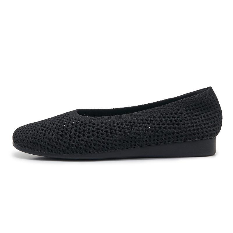 

Low-heeled Single Shoes Women s Summer New Knitted Wedge-heeled Pumps Versatile Breathable Mother Shoes Low Heel Pumps 40 чорний