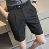 Ice Silk Casual Suit Shorts Men's Summer Trendy Brand 5-point Mid-trouser Trousers Belt Drooping High-end Five-point Trousers