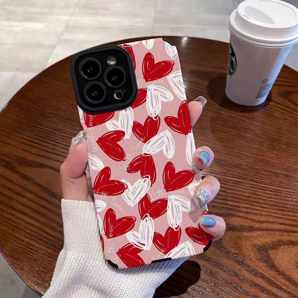 Red White Love Heart Silicone Case For Samsung Galaxy S22 Plus A52 A54 5G A53 A34 A51 A23 A32 A31 A71 A72 A73 A14 A13 A12 S21