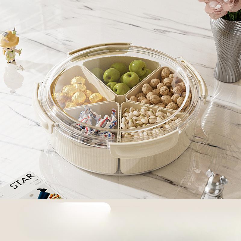 

Multi-purpose Light Luxury Feng Fruit Plate Divided Fruit Plate High-end Simple Living Room Home Chinese Dried Fruit Plate Snack Plate