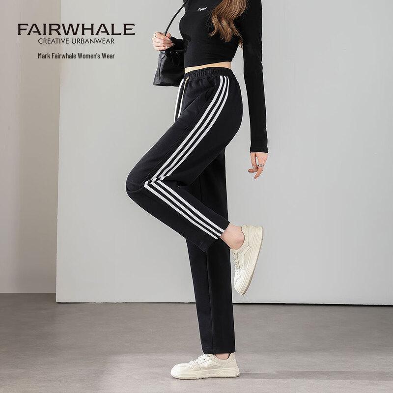 Mark Fairwhale Women's Three-Stripe Casual Straight-Leg Pants