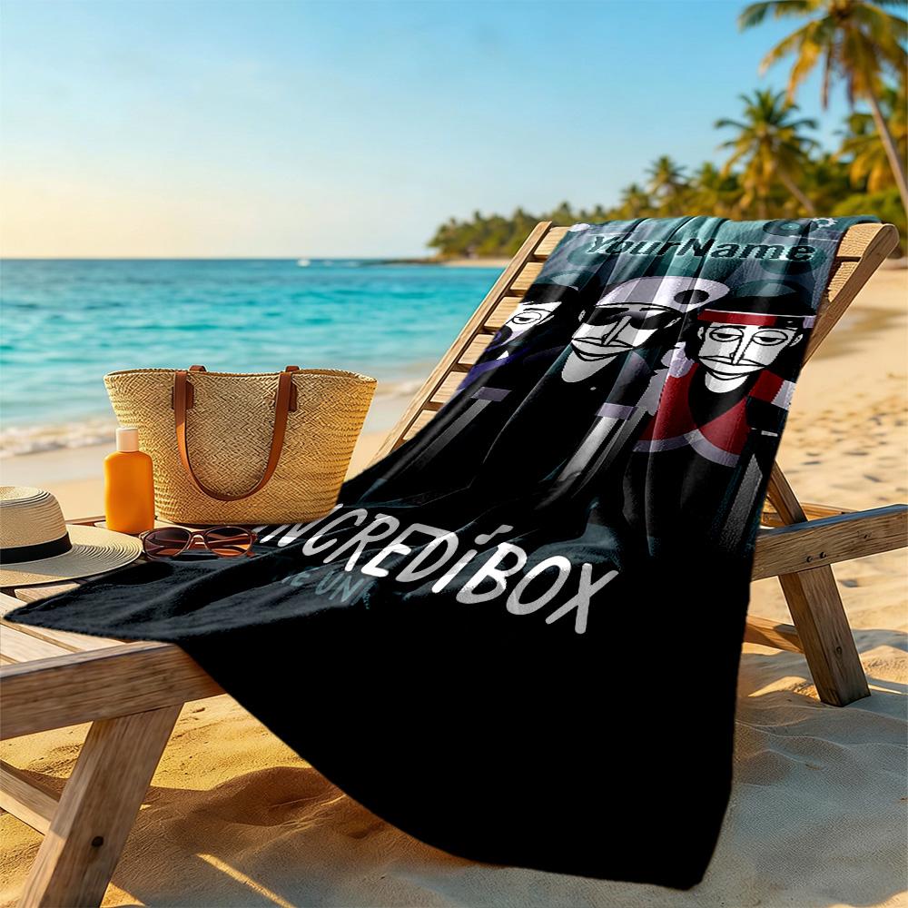 Incredibox Customize Text Beach Towel Soft Durable Quick-Dry For Beach Bathroom Outdoor Swimming Pool Camping Picnic Yoga Diving Vacation Accessories