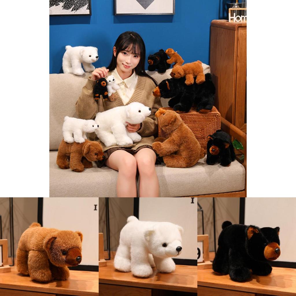 Cartoon Plush Bear Stuffed Animal With Long Pile Fur For Children And Gift Giving