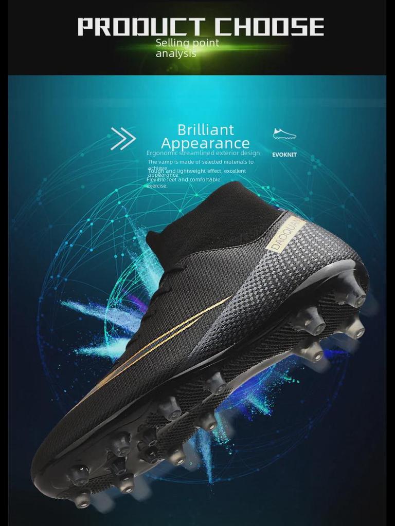 C Ronaldo Boys' High Top AG Football Shoes - Breathable, Neymar Style, Mandarin Duck Design, for Students