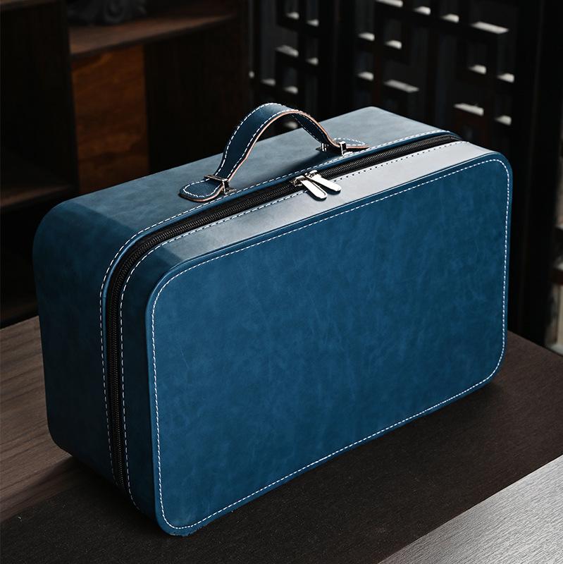 Business Portable Travel Tea Set Dehua White Porcelain Suet Jade Ceramic Teapot Teacup Tea Tray Gift Box