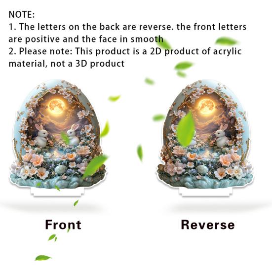 Easter Bunny Table Sign 2D Flat Acrylic Bunny Egg Desktop Ornament Spring Tabletop Centerpiece for Home Corner Fireplace Decor