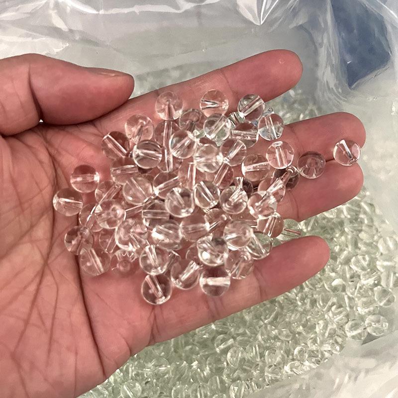 Crystal Faux Obsidian Agate Beaded Bracelet: DIY Glass Round Light Bead Accessories