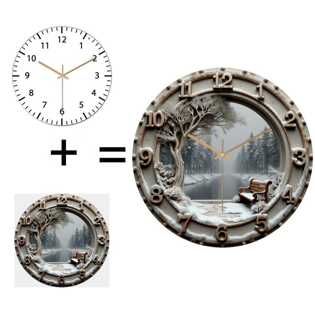 30x30cm Glass Wall Clock with a Custom Magnifying Section for the Center