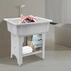 Large 70kg Capacity Modern Rectangular Laundry Sink, Gray Spacious Utility Tub & Wash Station, Complete with Storage Shelf