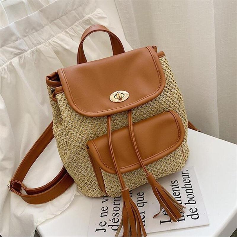 straw backpack purse