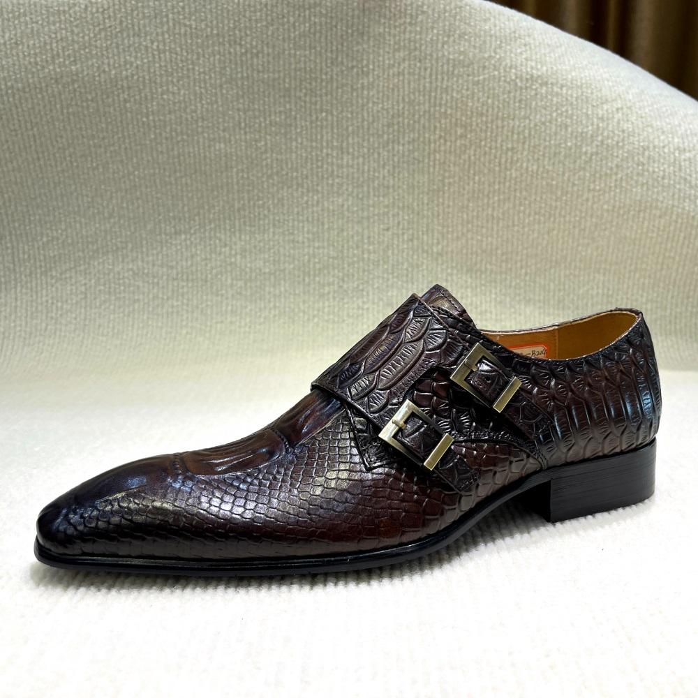 

Модная мужская формальная обувь Оксфорды из натуральной итальянской кожи с узором питона и крокодила, с деталями в виде пуговиц, для офиса, вечеринки, свадьбы 47 кофейный