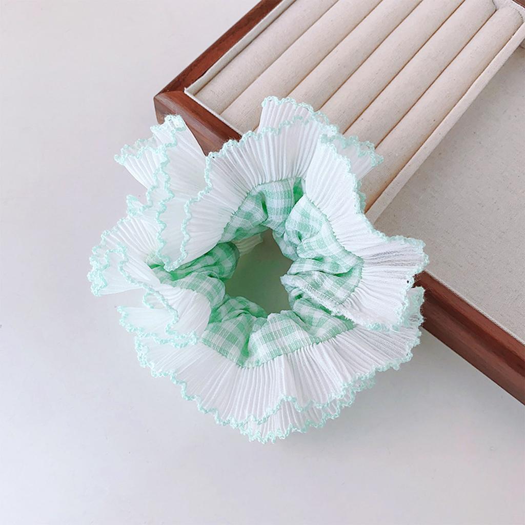 Lace Scrunchies for Women Double Layer Large Elastic Hairbands French Hair Scrunchy Bobbles Soft Hair Accessories