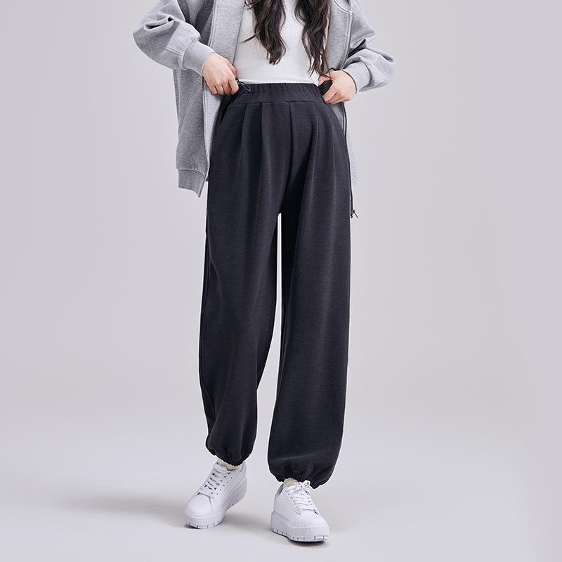 

Брюки палаццо для беременных, повседневные брюки, осенне-зимние утолщенные теплые новые тонкие верхние брюки, ленивые брюки для беременных с высокой талией, брюки длиной девять точек M черный серый